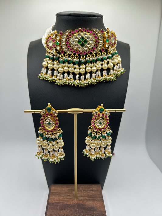 Pachi kundan necklace