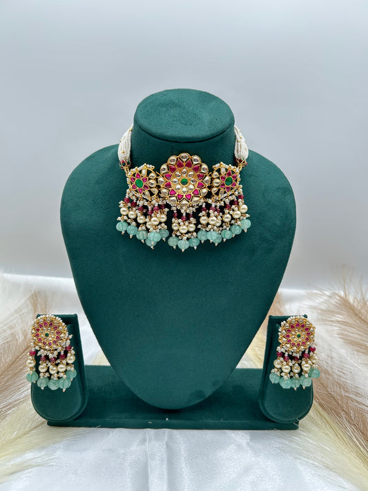 Pachi kundan necklace