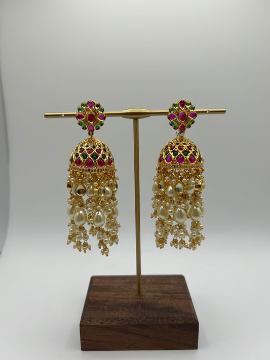 Pachi kundan chandelier earrings